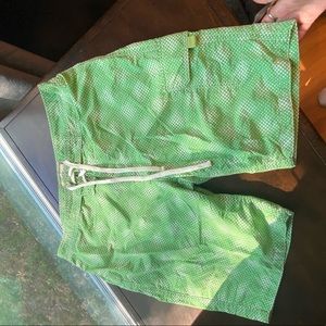 Men’s express green and white swim trunks
